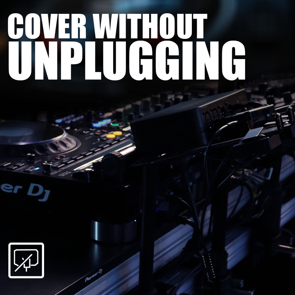 GORPANIX DJ cover allows full protection without unplugging cables, ensuring seamless setup and teardown for DJs on the go.