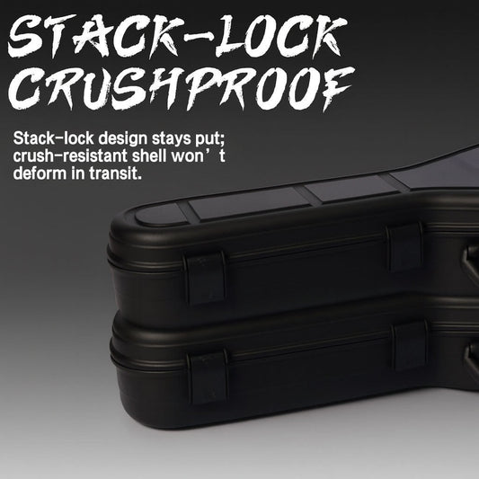 Stack-lock design of GORPANIX Hard Shell Ultra-Safe 41"42" Acoustic Guitar Case ensures crushproof protection during travel and storage.